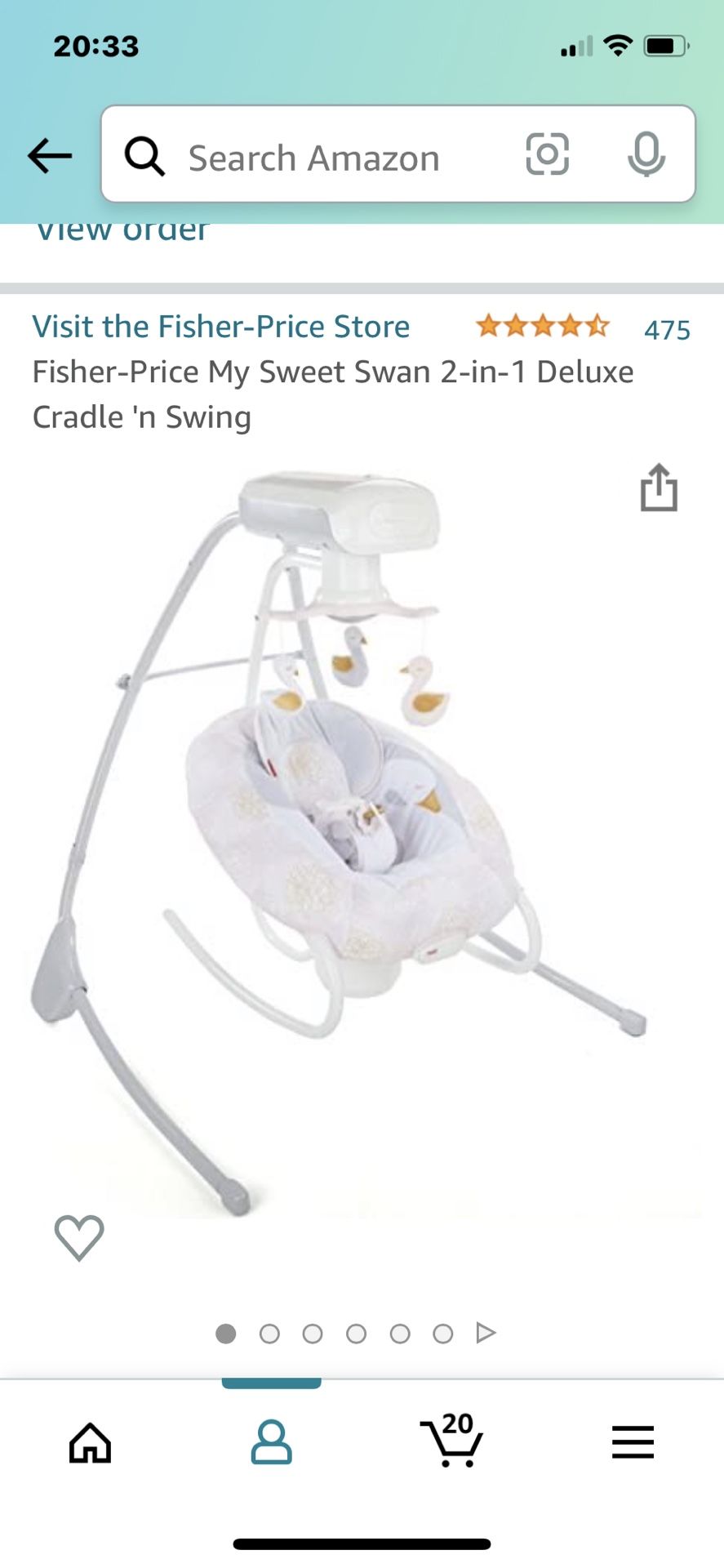 Fisher-Price My Sweet Swan 2-in-1 Deluxe Cradle 'n Swing