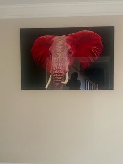 Large Red Elephant Wall Art Canvas Print