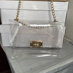 Clear Purse With Gold Chain