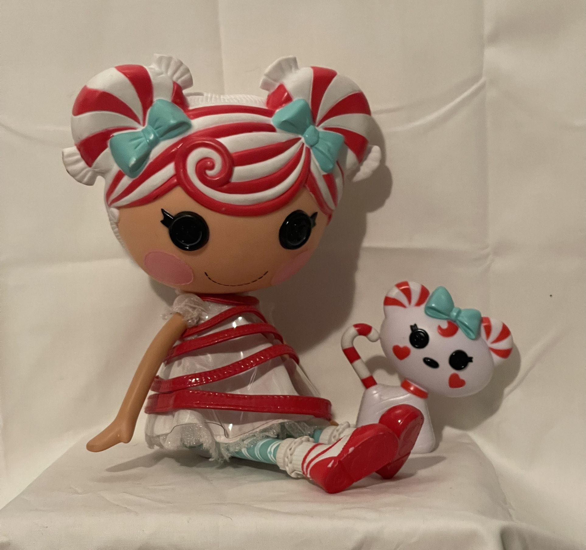 Lalaloopsy Mint E Stripes 12” Doll With Pet Dog Full Size Xmas 2013 Retired EUC