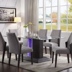 Memorial Day Sale: Illuminate Gatherings with the Belay Dining Set's LED Inlay & Luxe Upholstery