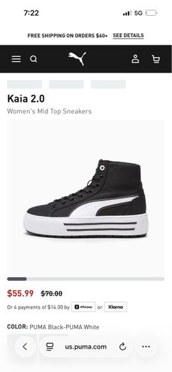 Puma Kaia 2.0 Women's Mid Top Sneakers Black White