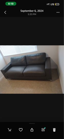 Grey Leather Couch Like NEW Never Used