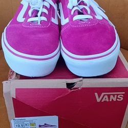 NEW VANS OFF THE WALL SUEDE & CANVAS MAGENTA/WHITE SHOES Size.10.5W. see our other great art antiques jewelry sports fishing lures VHS movies comics f