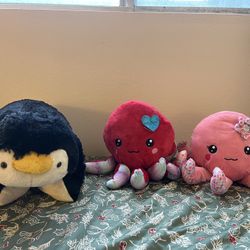 Penguin Pillow Pet & Stuffed Octopus Twins