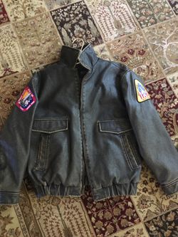 Small Leather Bomber Jacket (Austin Clothing) with patches