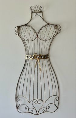 37”h Gold Metal Dress Shaped Jewelry Display Wall Decor