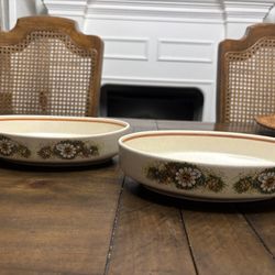 Two Vintage Temper-ware By Lenox Magic Garden Pattern Ceramic Oval Vegetable Dish 