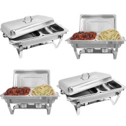 4 Pack  2 Tray Chafing Dish Buffet Stainless Steel 10 Quart