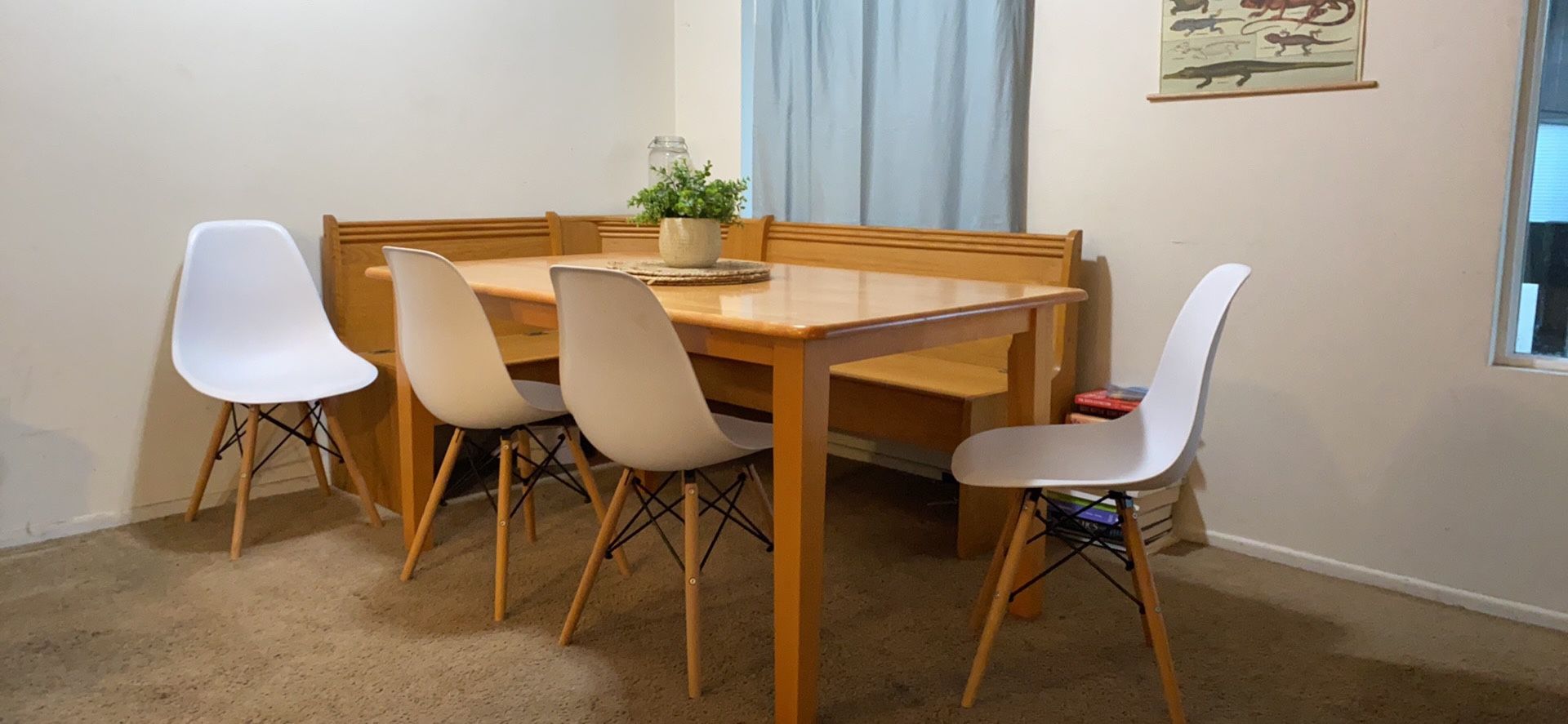 Wooden Dining Table + Wooden Bench