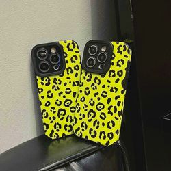 New Yellow Leopard phone Case Cover for iPhone 14 15 pro max