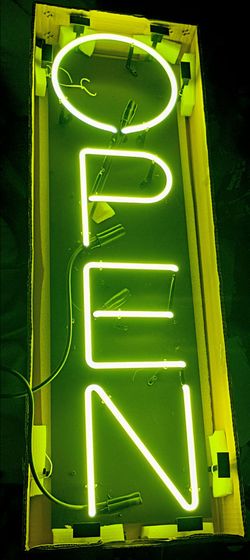 Yellow OPEN Neon Sign