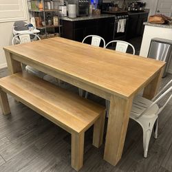 West Elm Oak Dining Room Table & Chairs