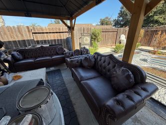 Dark Brown Leather Sofa Set