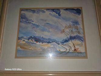 Signed Watercolor Landscape Painting Framed