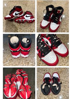 Nike Air Jordan 1 Mid Youth Cleat Sz 1.5 Chicago Baseball Football great cond.