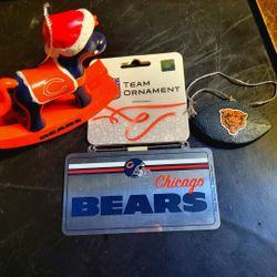 NFL, CHICAGO BEARS HOLIDAY LOT: new, (3) ornaments, firm.