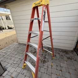 Werner 6 ft. Fiberglass Step Ladder (10 ft. Reach Height) 300 lb. Load Capacity