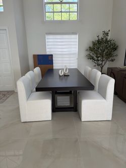 Upholstered Dining Chairs with Casters Set of 8