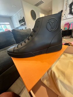 Louis Vuitton black leather high tops 10.5