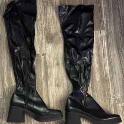 Thigh High Black Platform Boots