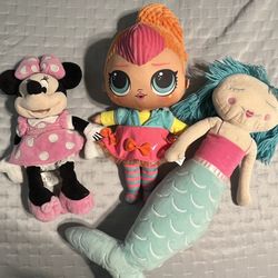 Lol Suprise Minnie Mouse Mermaid Kids Plushie 