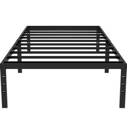 Twin Bed Frames 18 Inch High Metal Platform, Max 2000lbs Heavy Duty Metal Slat Support Twin Size Bed Frame, Underbed Storage, Easy Assembly, No Box Sp