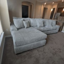 Gray Plush Sectional - Atlanta Same Day Delivery 