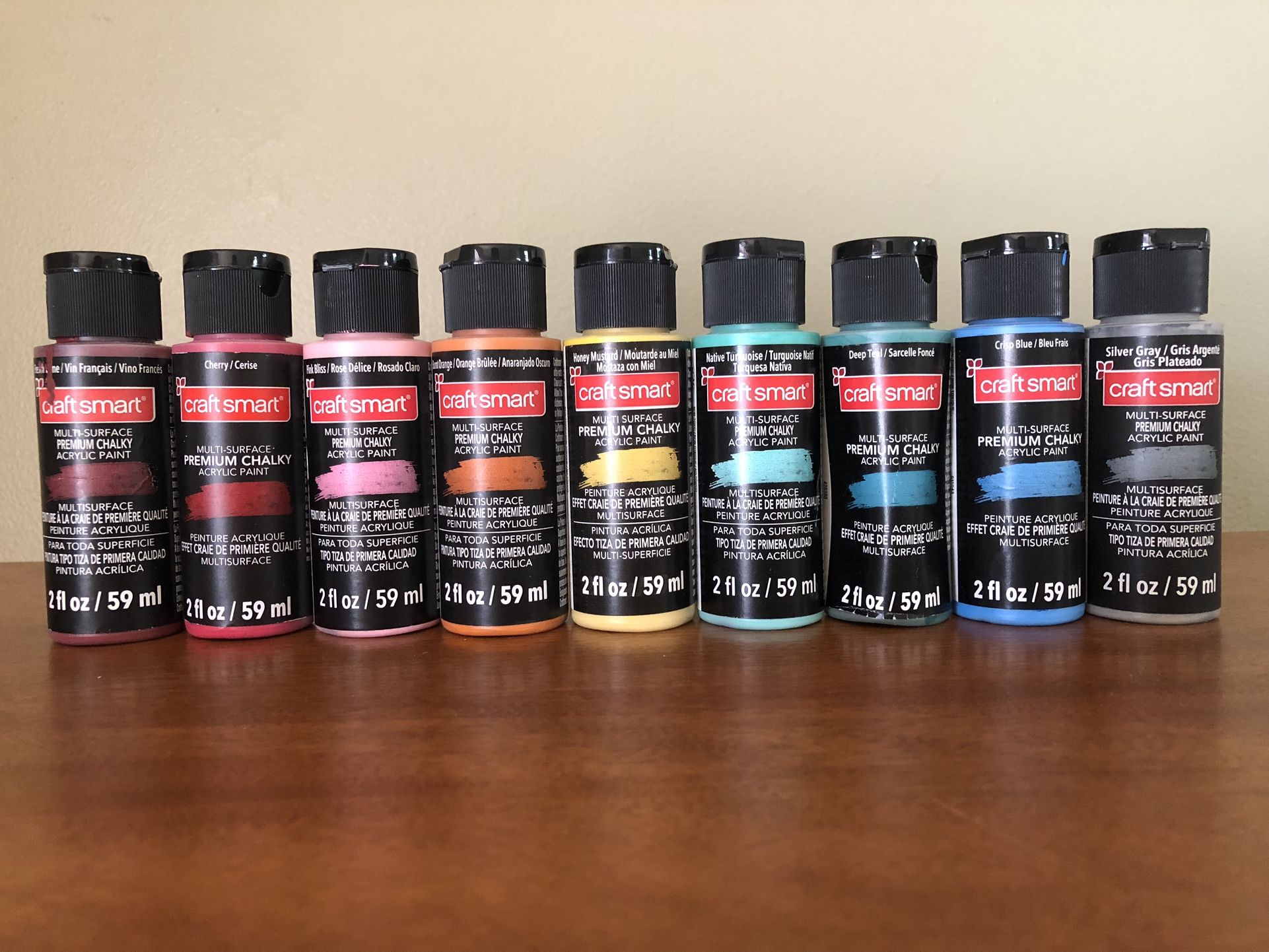 Lot of 9 Craft Smart Multi-Surface Premium Chalky Acrylic Paint