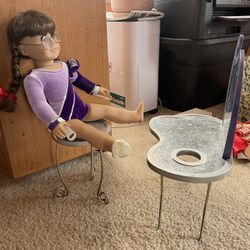 Battat Beauty Salon Table And Top Height Chair For 18” Doll