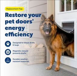 New PetSafe Original Replacement Flap - Doggie Door Vinyl Replacement Flap for Sliding Glass Pet Door - Durable & Made with Non-Toxic Materials - 24 7