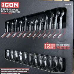 ICON Metric Ratcheting Combination Wrench, 12-Piece