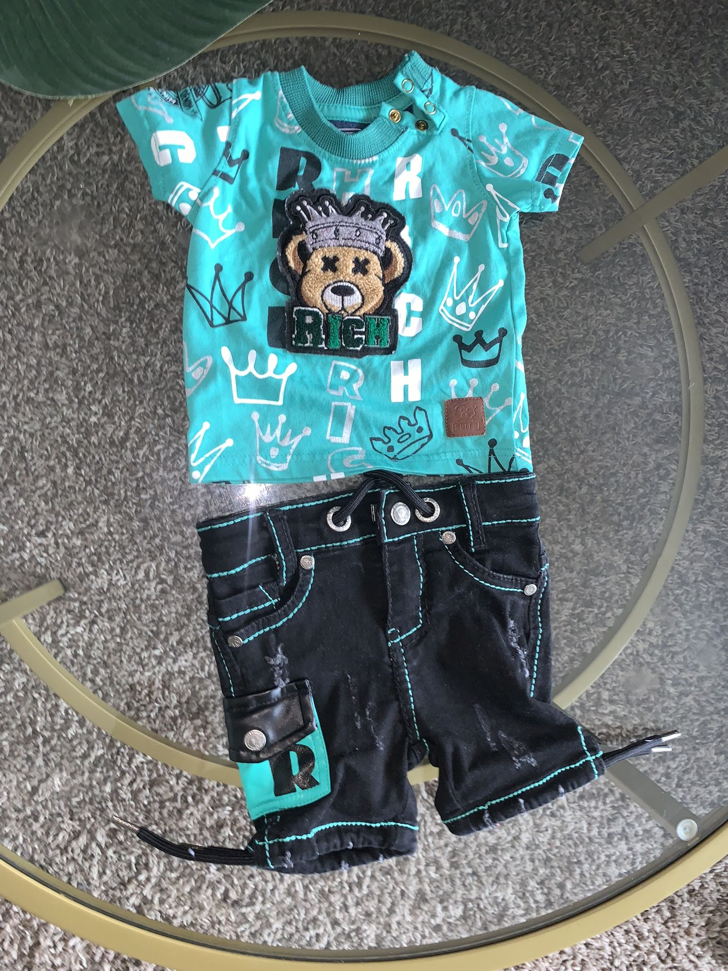 "Rich Bear” 2pc Baby Boy Outfit – Size 6M
