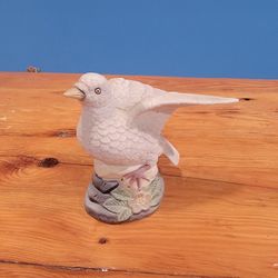 White Dove Bird Figurine Porcelain Open Wings ~ Flower Sculpture 5.75" Vintage