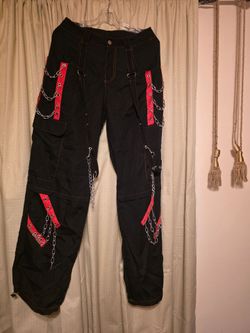 Red & Black Goth Cargo Pants size M waist 30" X 31" inseam