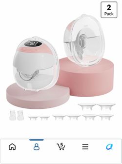 Hands-Free Wearable Electric Pump, 3 Modes &15 Levels,320mmHg ,Double-Sealed Leak-Proof Flange, 18/20/22/24mm Adjustable Flange, Pink 2-Pack Pump Set