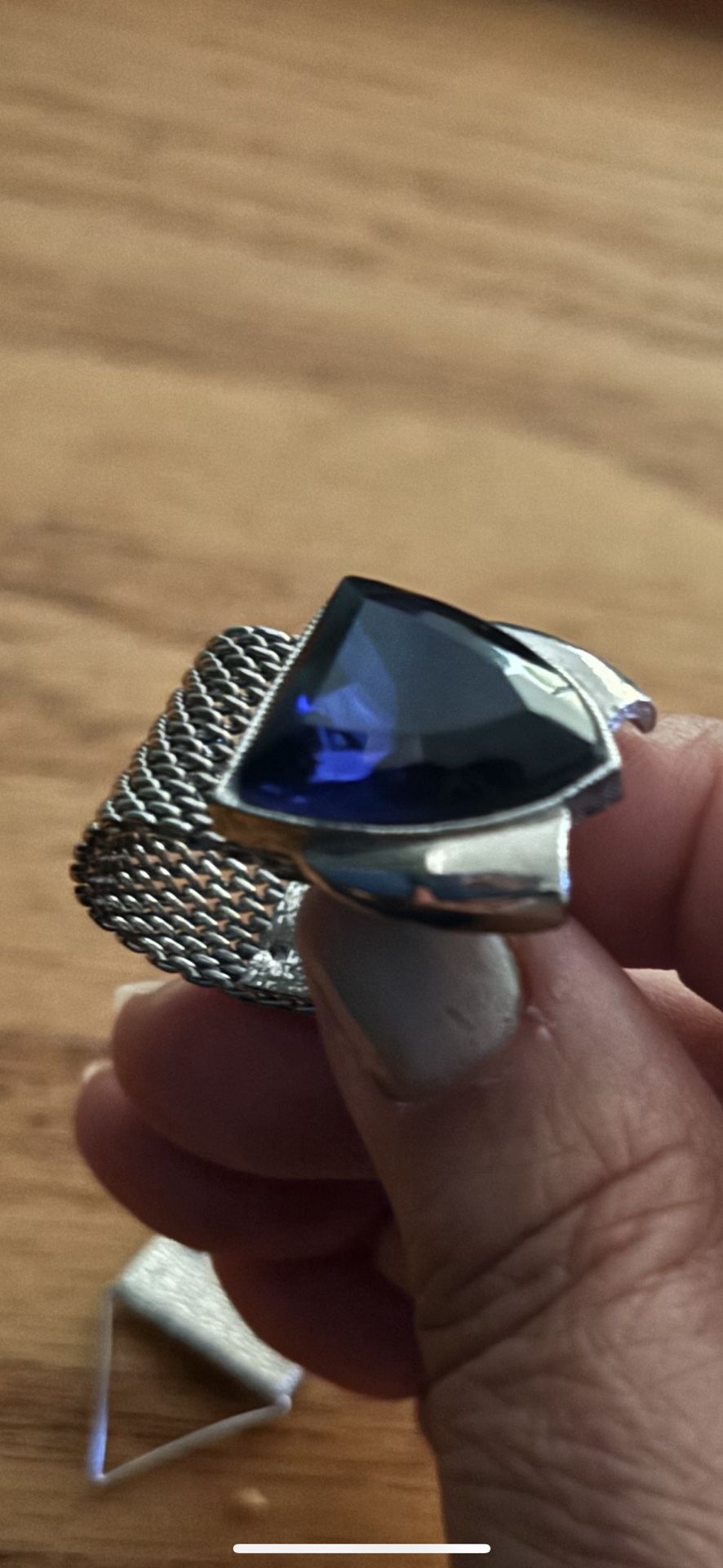 Vintage Blue Rhinestone, Wraparound Mesh Cufflinks