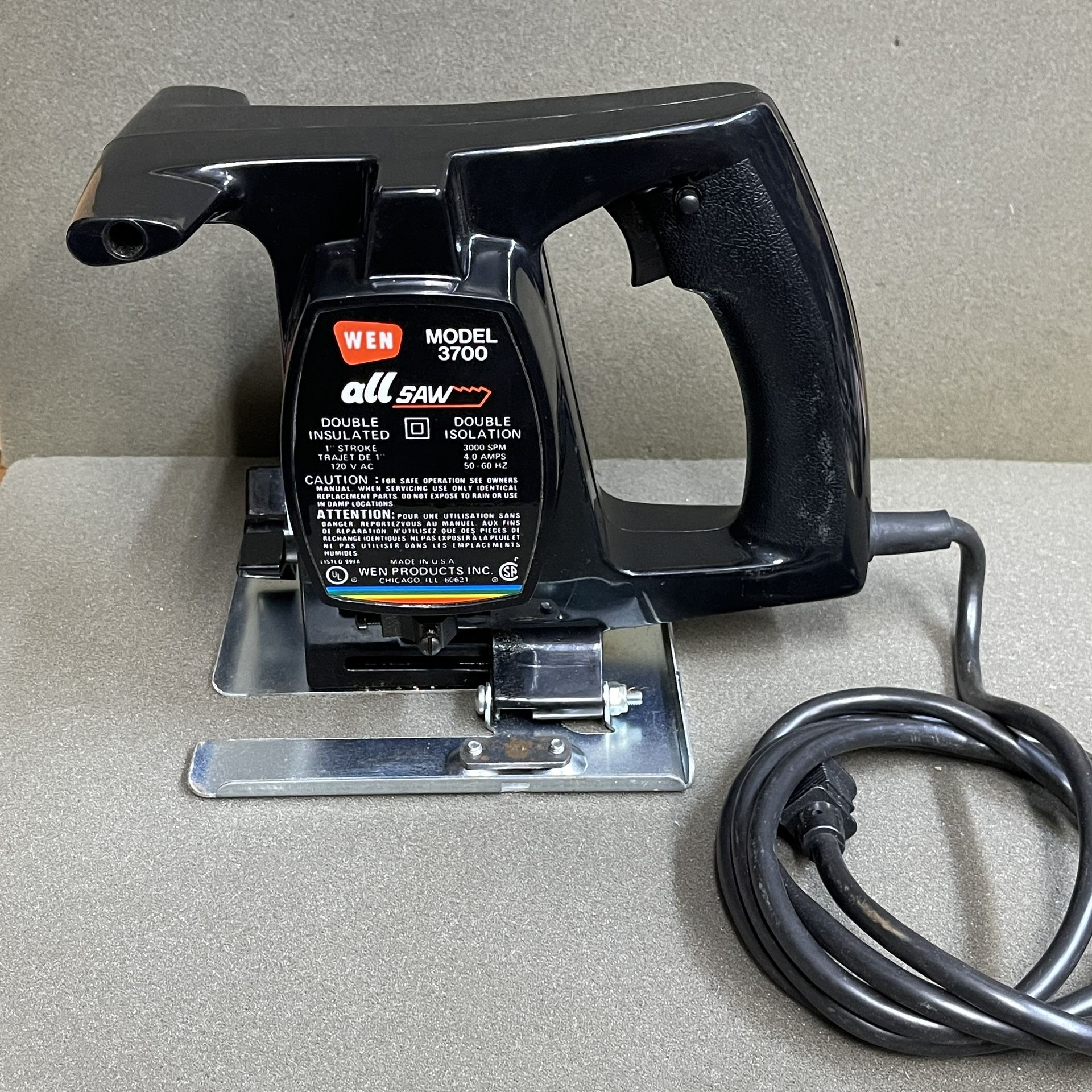Wen Model 3700 All Saw Jigsaw Double Insulated 1” Stroke 3000 SPM 4.0 amp USA