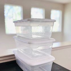 $5 Each- Sterilite 6 Quart Clear Storage Bins with White Lids