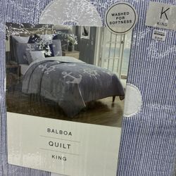 Balboa King Quilt Nautical Blue White