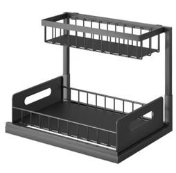 Under Sink Organizer, Pack of 2, Cabinet Organizer 2 Tier Slide Out, Gray