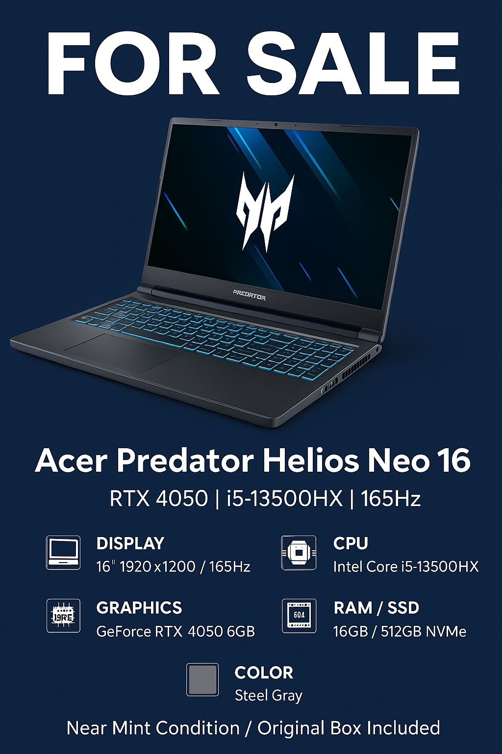 Acer Predator Helios Neo 16 Gaming Laptop