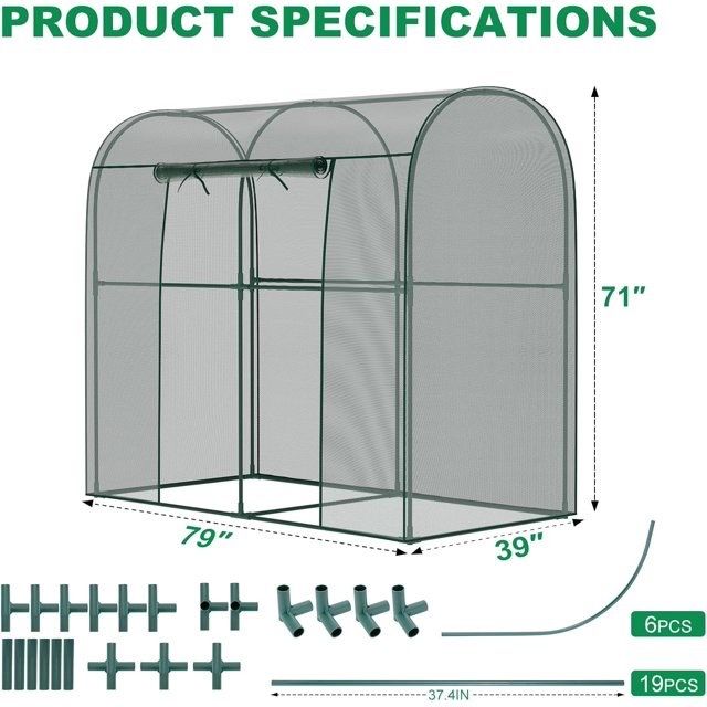 6.5 ft. x 3.25 ft. x 6 ft. Crop Cage Plant Protection Tent with Zipper Door Wind-Resistant Plant Cages for Plants