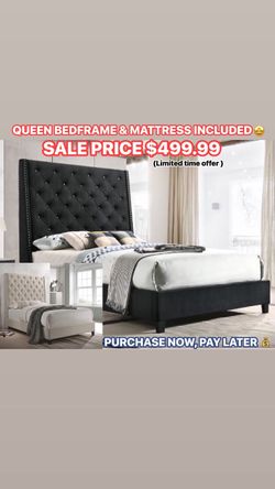 Queen bedframe & mattress included (limited time)