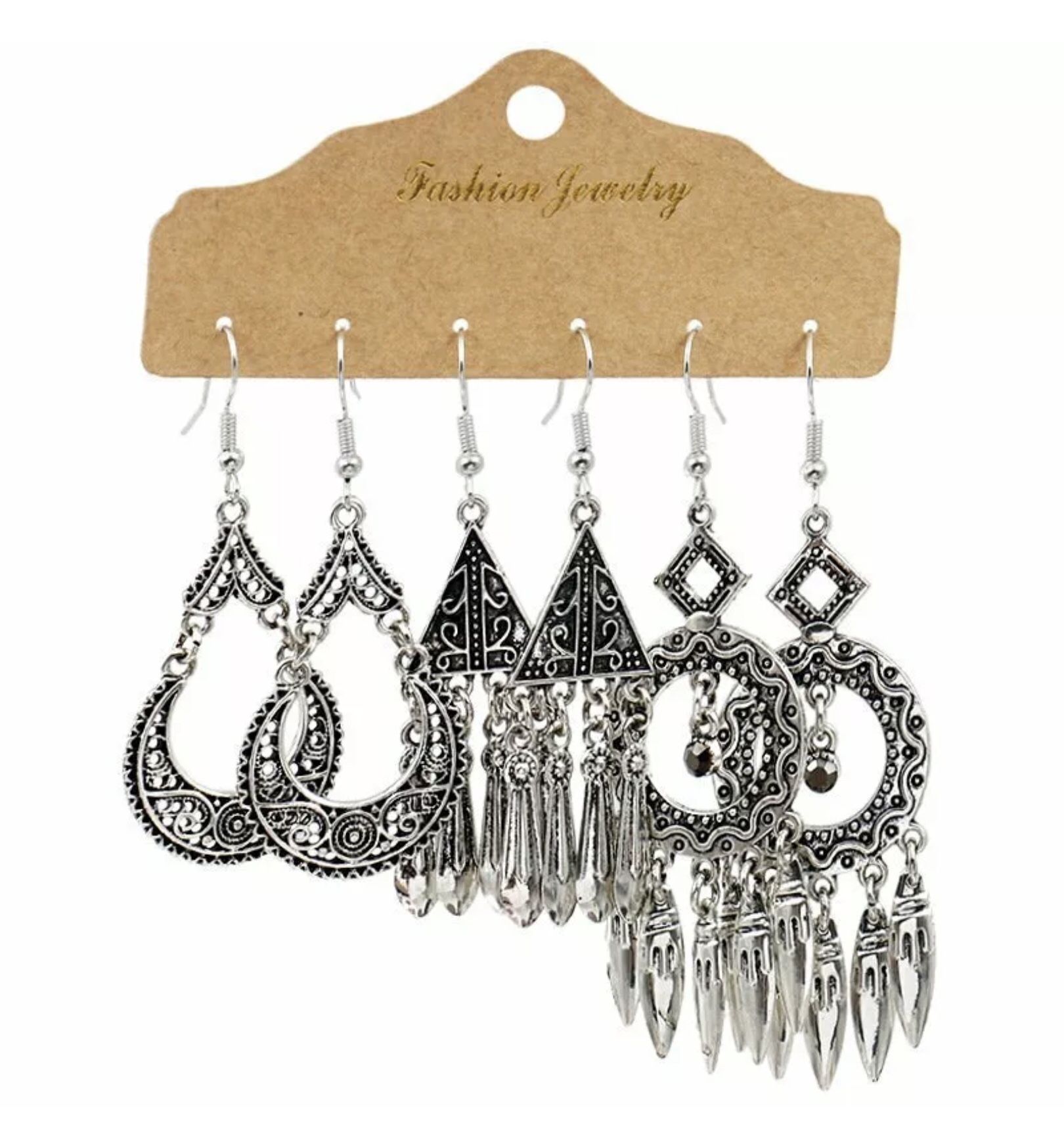 Boho Gypsy Earrings Tribal Ethnic Festival Tassel Ear Hook Drop Dangle Jewelry silver color