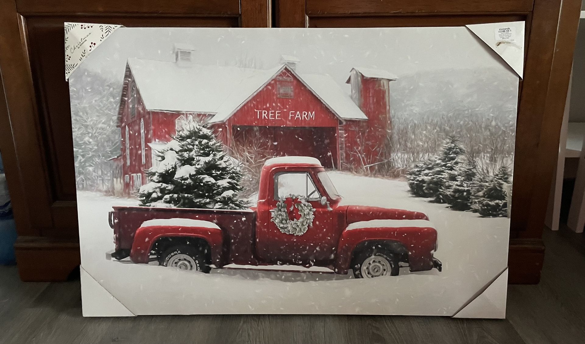 Red Truck Farmhouse Christmas Picture Painting