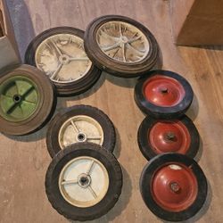 Lot Of Vintage Lawnmower And Pedal Car Wheels