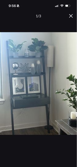 Black Ladder Shelf with Desk
