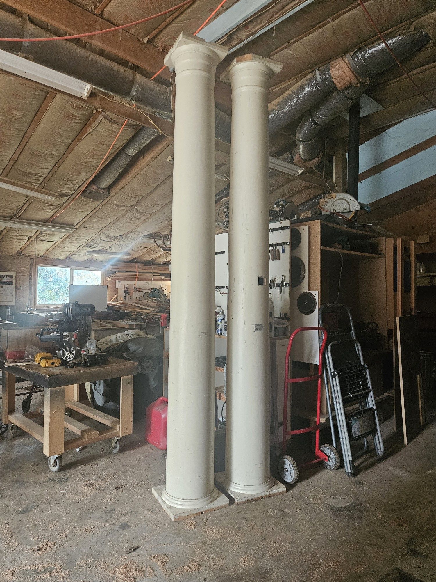 Set Of Two 9' Decorative Solid Wood Round Columns In A White Color