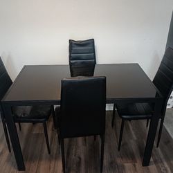 Dining Table Set – 4 Chairs (Black)